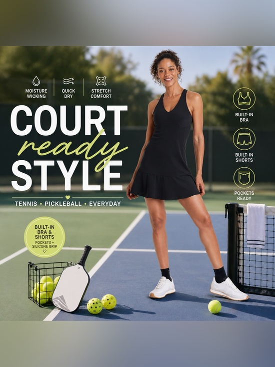 all in motion Dresses & Skirts - All In Motion Black Active Dress Built-In Shorts Bra Size Small